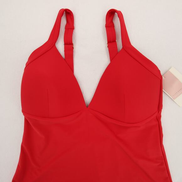 Alex Marie Tankini Swim Top Red V Neck Cutout Back Padded Bra Size Medium NWT - Picture 2 of 13